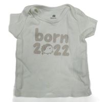 Biele tričko s nápisom a ježkom H&M