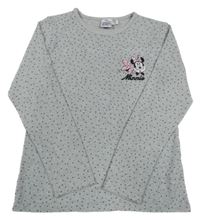 Sivo-tmavomodrý ľahký sveter so srdiečkami a Minnie Disney