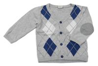 Sivo-modro-biely károvaný prepínaci sveter H&M