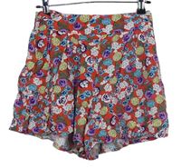 Dámske červené kvietkovane voľné é kraťasy Forever21