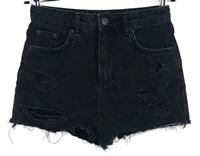 Dámské černé riflové mom kraťasy s prošoupáním Topshop