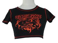 Dámske čierno-červené crop tričko s hadem H&M