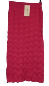 Nové - Dámska fuchisová vzorovaná pletená midi sukňa Copperose