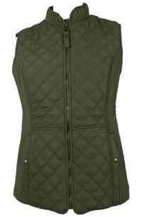 Dámská khaki šusťáková prošívaná zateplená vesta Joules 