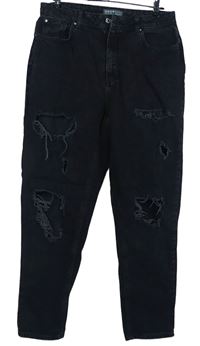 Dámske čierne mom rifle s dierami Primark