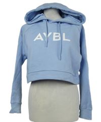 Dámská světlemodrá crop mikina s nápisem a kapucí AYBL 