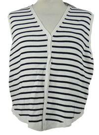 Nové - Dámská bílo-černá pruhovaná svetrová propínací vesta Primark 
