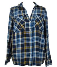 Dámská tmavomodro-okrová kostkovaná halenka George 