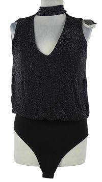 Nové - Dámske čierne trblietavé body so chokerem Stradivarius