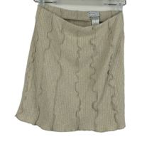 Dámska béžová rebrovaná pletená sukňa s volánikmi Bershka