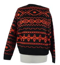 Dámsky červeno-čierny vzorovaný sveter Bonprix