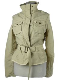 Dámská béžová šusťáková jarní bunda s páskem 