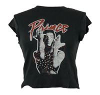 Dámske sivé rebrované crop tričko s potiskem Prince Primark