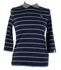 Dámske tmavomodré pruhované tričko s golierikom Lacoste