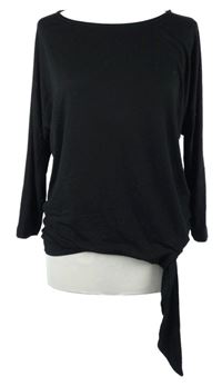 Dámské černé volné triko s uzlem Baukjen 