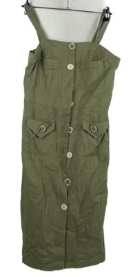 Dámské khaki lněné propínací šaty Qed London 