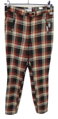 Dámske čierno-béžovo-červené kockované skinny nohavice H&M