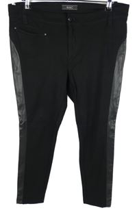Dámské černé skinny kalhoty s koženkovými pruhy MAC 
