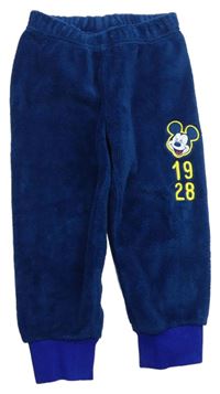Tmavomodré chlpaté pyžamové nohavice s Mickeym Disney
