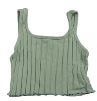 Khaki rebrovaný crop top shein