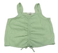 Svetlozelený mačkaný crop top H&M
