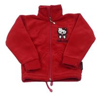 Červená fleecová termo propínací mikina s Hello Kitty 