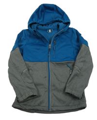 Modro-šedá softshellová bunda s kapucí 