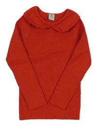 Červený rebrovaný sveter s golierikom TU