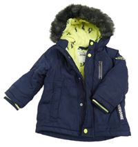 Tmavomodrá šušťáková zimná bunda s kapucňou F&F