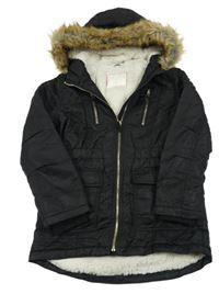 Černá šusťáková zateplená parka s kapucí Nutmeg