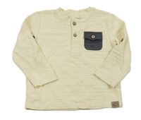 Vanilkové žebrované triko s kapsou Topomini