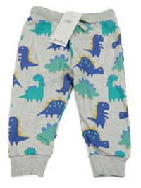 Nové - Světlešedé tepláky s dinosaury M&S