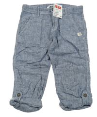 Nové - Modro-bílé pruhované lněné roll-up kalhoty H&M