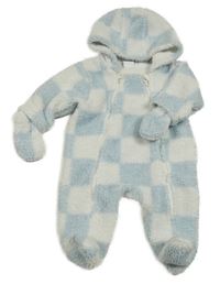 Modro-biela kockovaná huňatá kombinéza s kapucňou Next