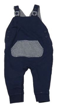 Tmavomodré laclové tepláky s pruhovanou kapsou