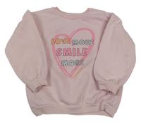 Ružová mikina so srdcem a popisem