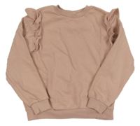Ružovo-hnedá mikina s volánikmi H&M