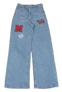 Světlemodré široké rifle s písmenem a čísly H&M