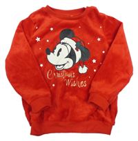 Červená chlpatá mikina s Minnie