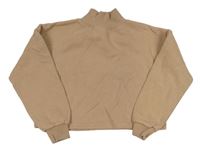 Béžová crop oversized mikina so stojačikom