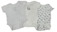 3x bílé body - so zajícem + so slony + s kočkou 56/62