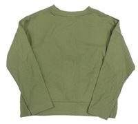 Khaki žebrované crop triko s uzlem F&F