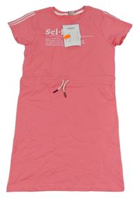 Nové - Růžové teplákové šaty s nápisem Y.F.K.