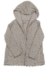 Pudrová žebrovaná propínací mikina s kytičkami a kapucí Next