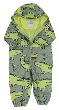 Khaki šusťáková jarní kombinéza s krokodýly a kapucí George