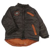 Hnědá šusťáková zateplená bunda s číslem