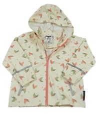 Smotanová bodkovaná á nepromokavá bunda s motýly a kapucňou Lupilu