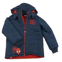 Tmavomodro-červená šusťáková zimní bunda s kapucí - Spiderman Marvel