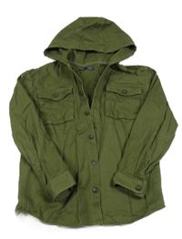 Khaki riflová košile s kapucí Next