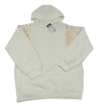 Nové - Bílá mikina s flitry a kapucí Primark